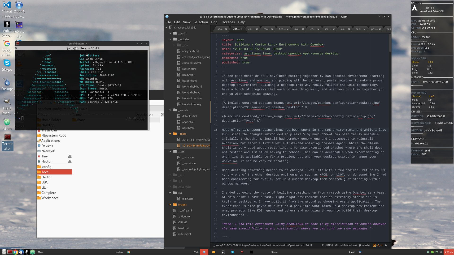 Screenshot of openbox desktop